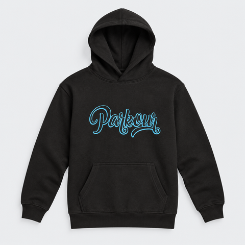 Street Parkour Hoodie, black w/ blue