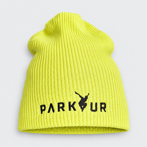 Parkour beanie with PARKOUR, yellow