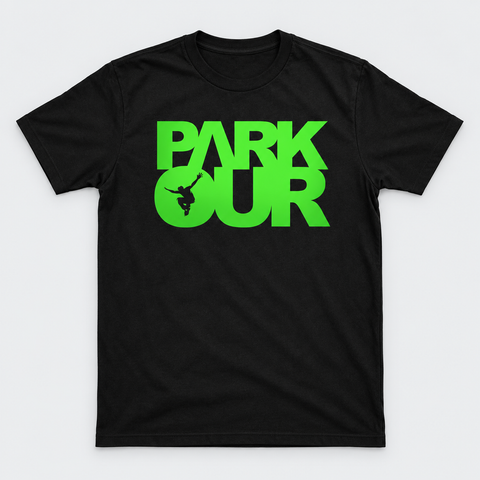 T-shirt w/ Parkour box, black/green