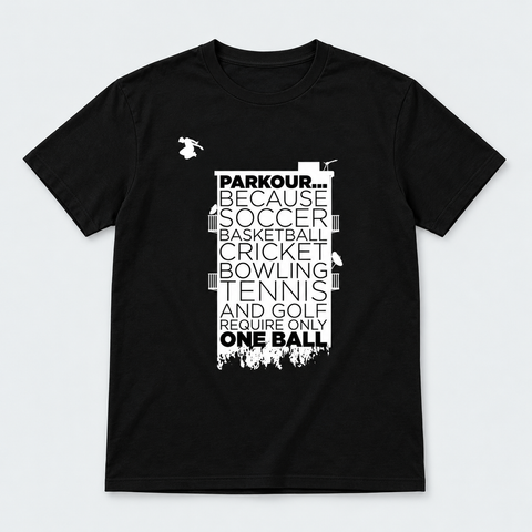"Parkour Takes BALLS" T-shirt – Black/White