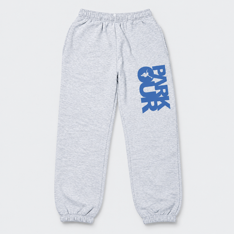 Parkour pants with Parkour logo, gray/blue