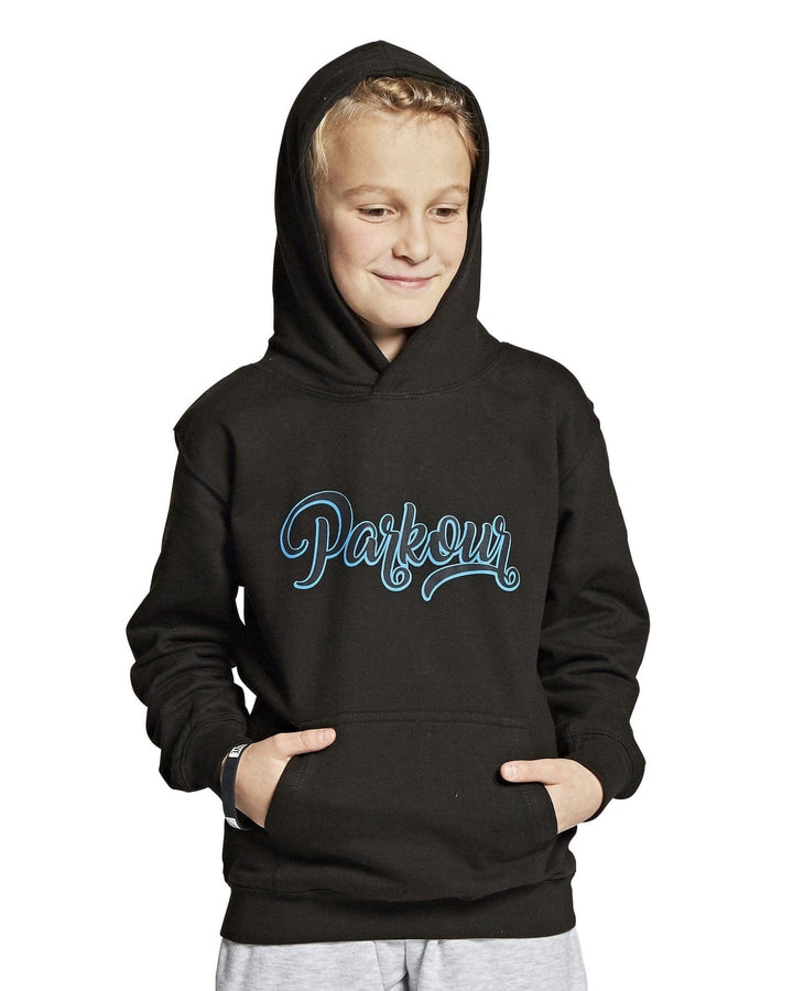 Street Parkour Hoodie, sort m/ blå Hoodie Parkourshoppen
