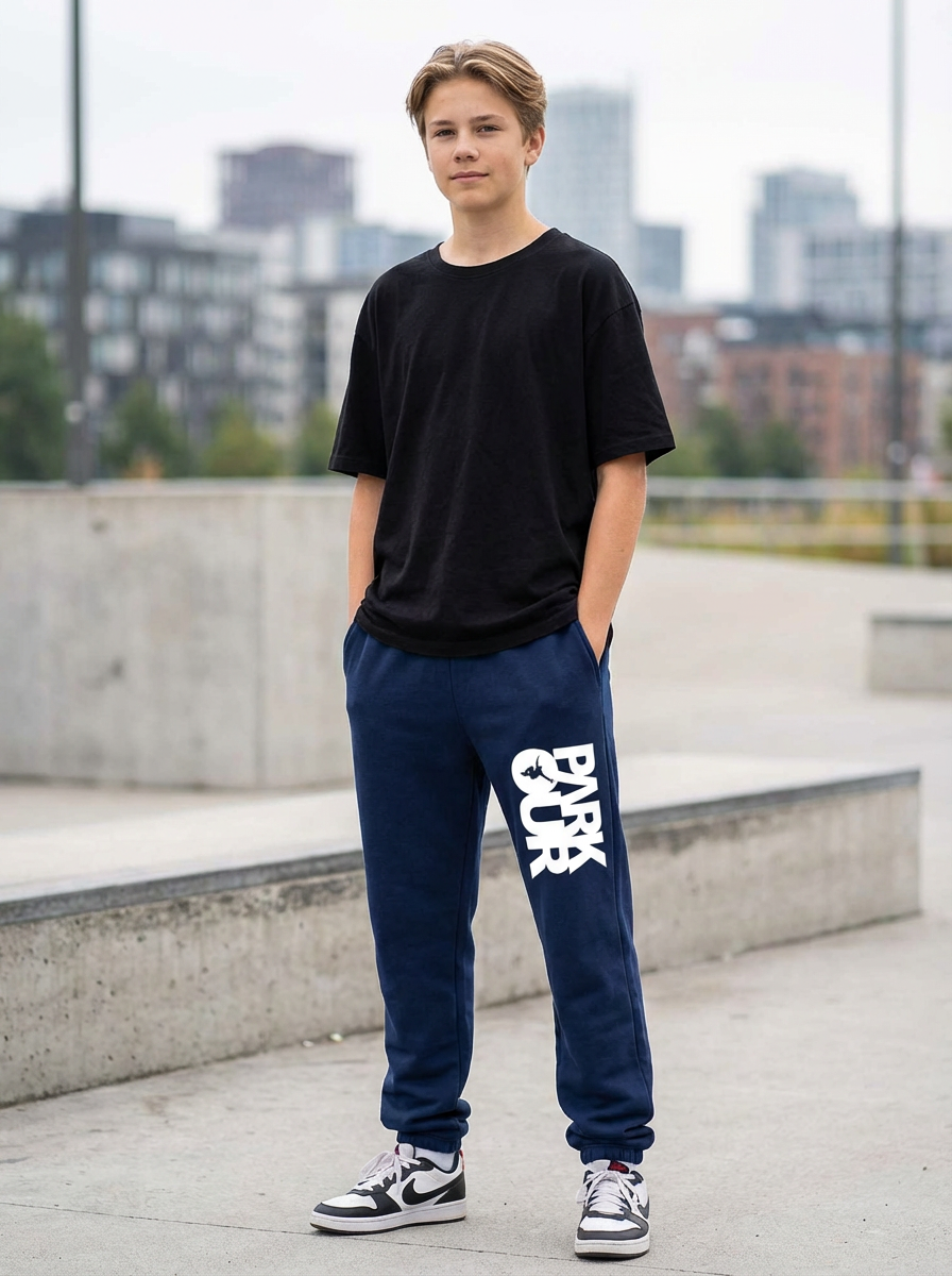 PARKOUR Box parkourbukser, navy blå/hvid - parkourshoppen