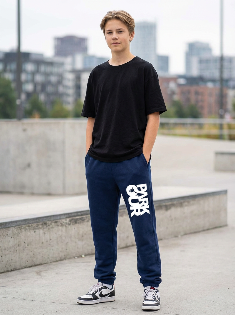 PARKOUR Box parkourbukser, navy blå/hvid