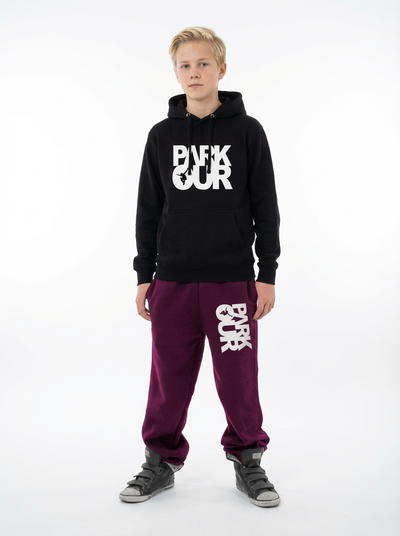 Parkourbukser m/ Parkour box, bordeaux/hvid