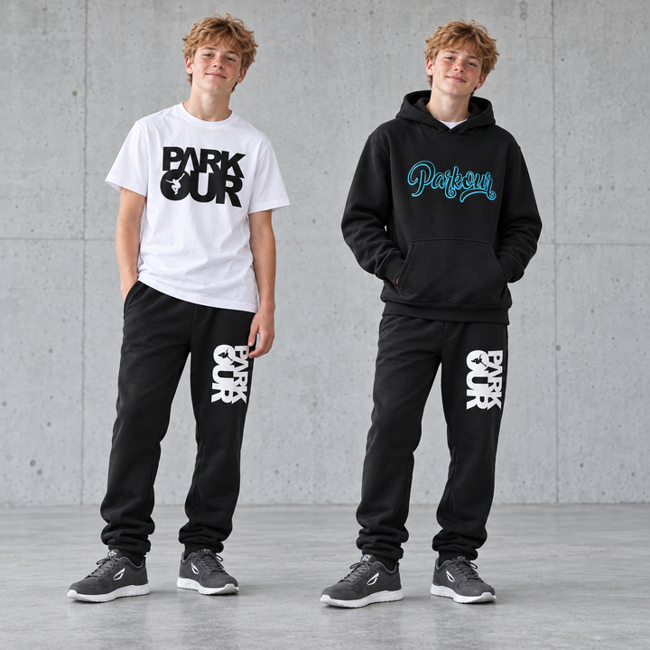 Street Session – parkour sæt på model med grå JIYO Flow 2.0. Sko købes separat.