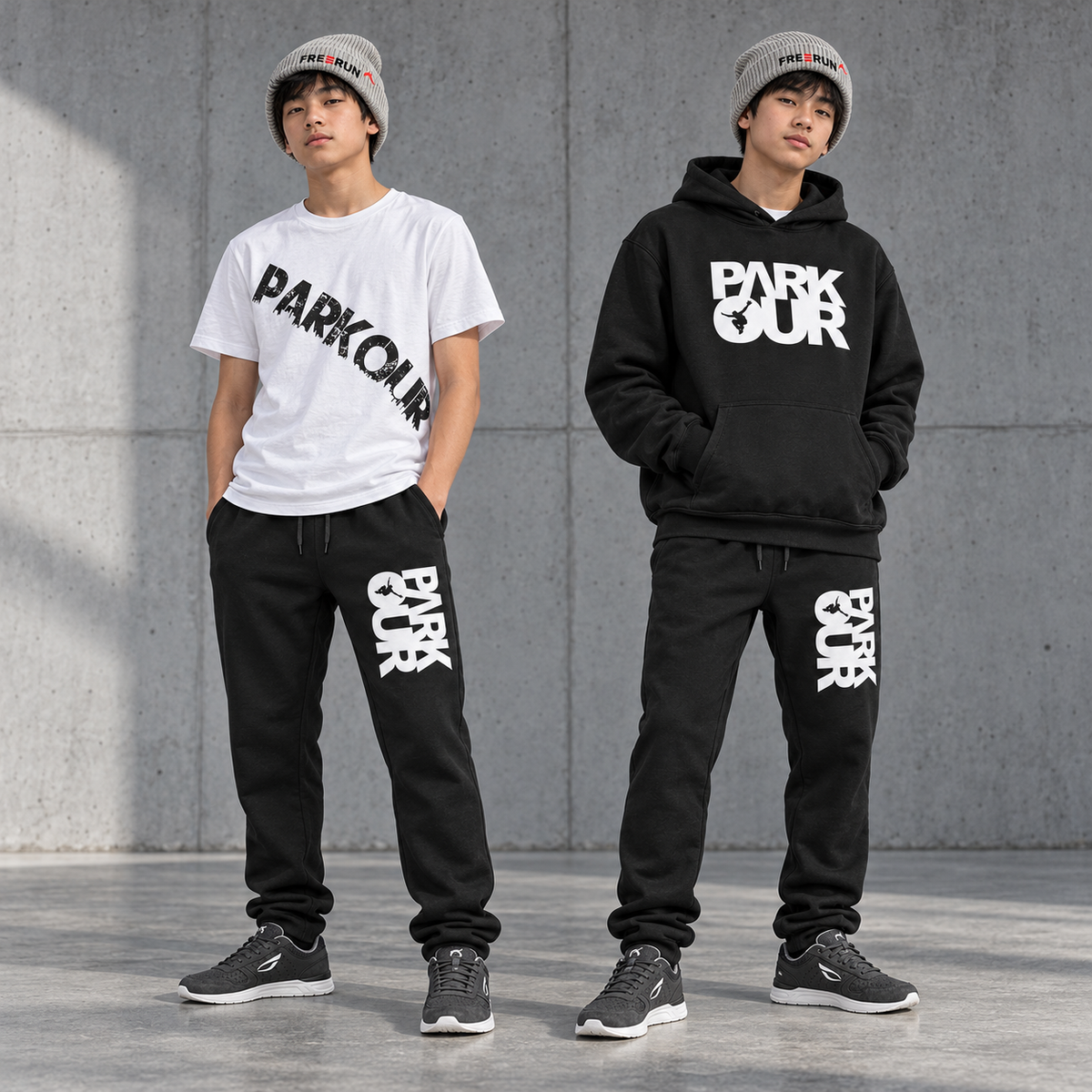 Urban Night – Parkour Sæt med 4 dele – modelbillede. Sko og øvrig styling købes separat.