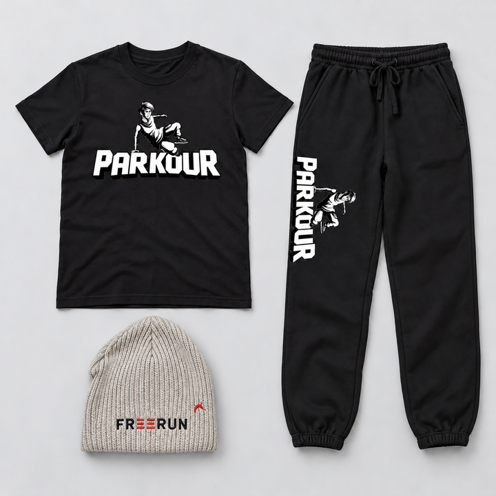 Traceur Core – Parkour Sæt med 3 dele – pakkens tre dele med hue uden ombuk