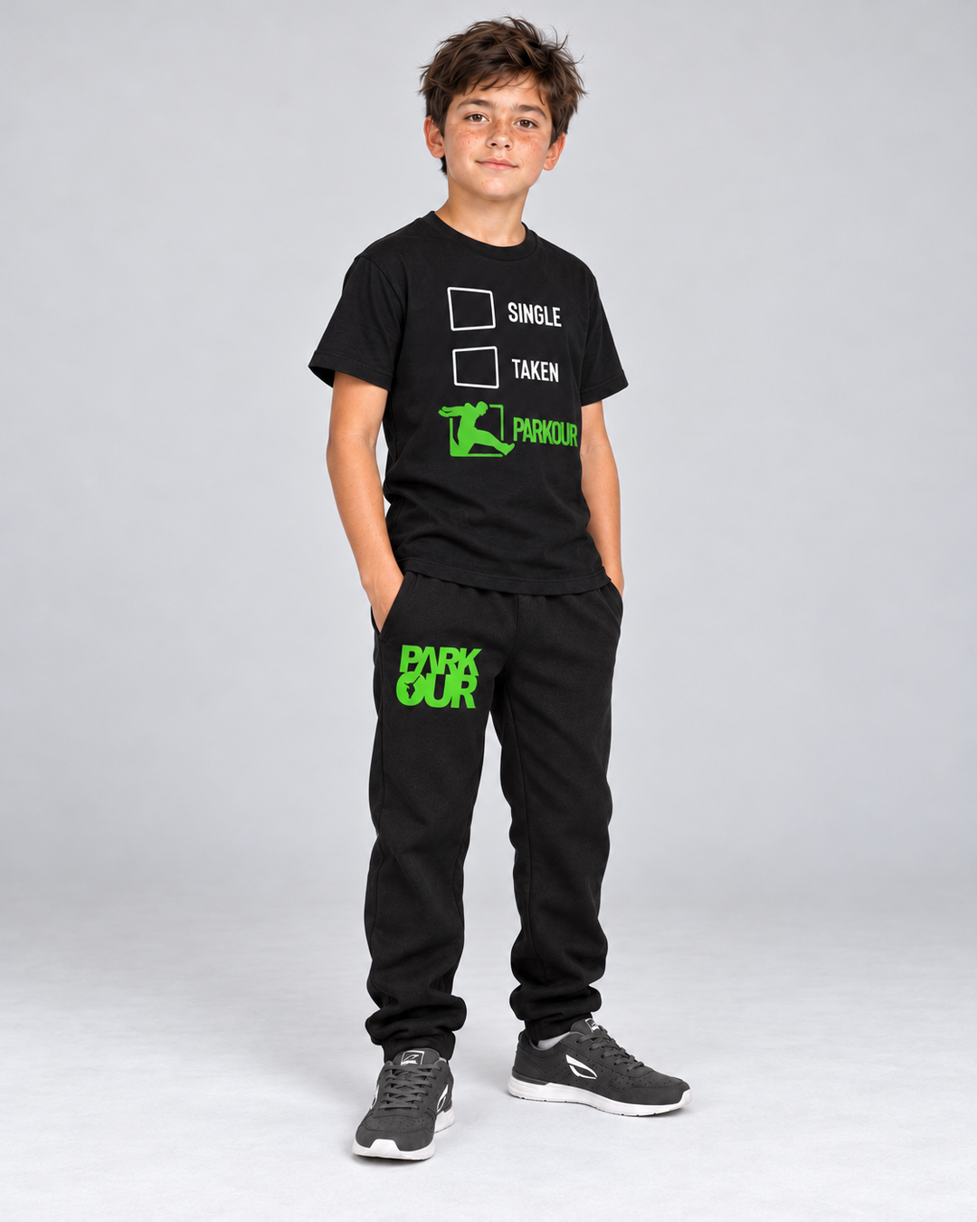 Single Taken Parkour T-shirt, sort – på model fra siden