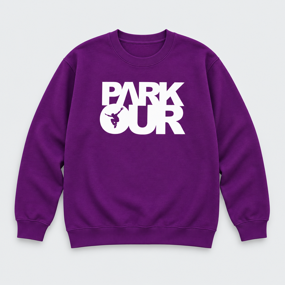 Parkour Sweatshirt m/box logo, lilla/hvid Bluser Parkourshoppen