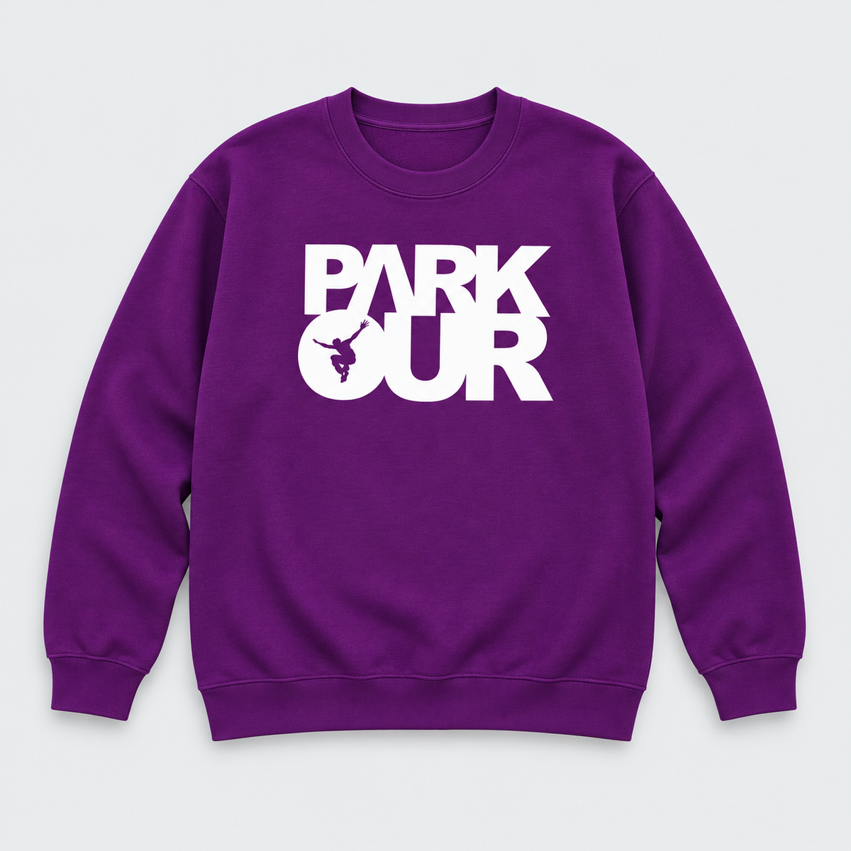 Parkour Sweatshirt m/box logo, lilla/hvid – produktfoto på lys grå baggrund