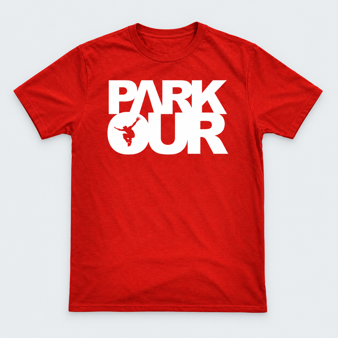 parkourshop T-Shirt 11-12 år / Rød T-shirt med box logo