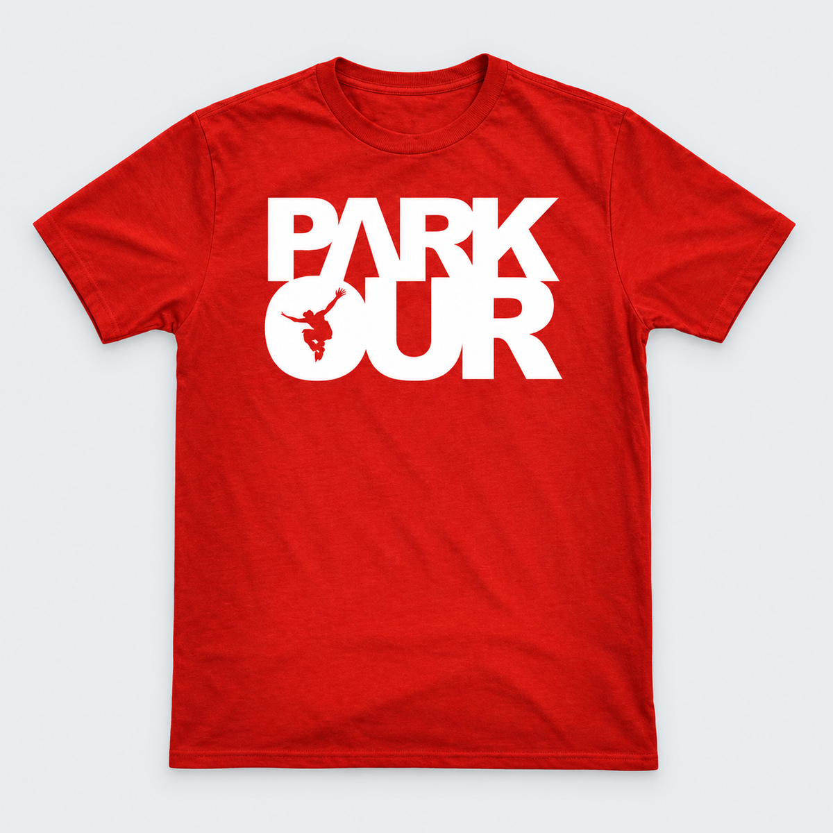 T-shirt med box logo – produktfoto på lys grå baggrund