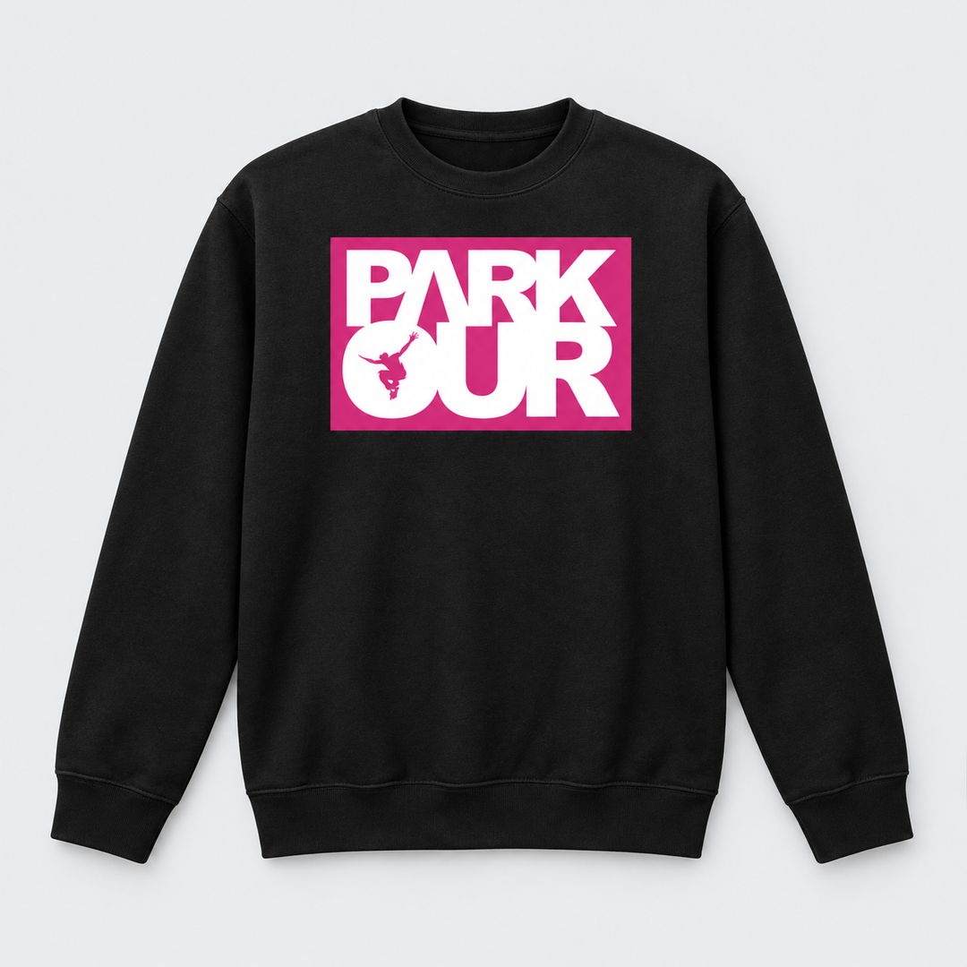 Sweatshirt m/ Parkour box, sort/pink/hvid Bluser Parkourshoppen