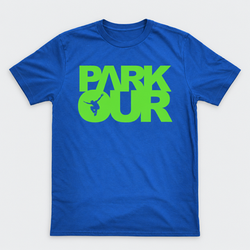 T-shirt m/ Parkour box, blå/grøn