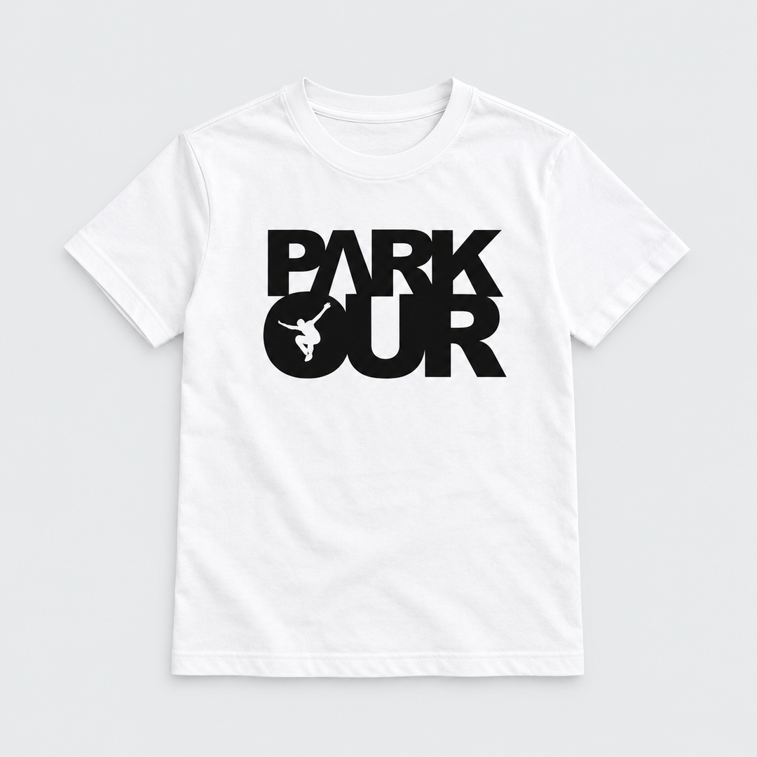 T-shirt m/ Parkour box, hvid/sort T-Shirt Parkourshoppen