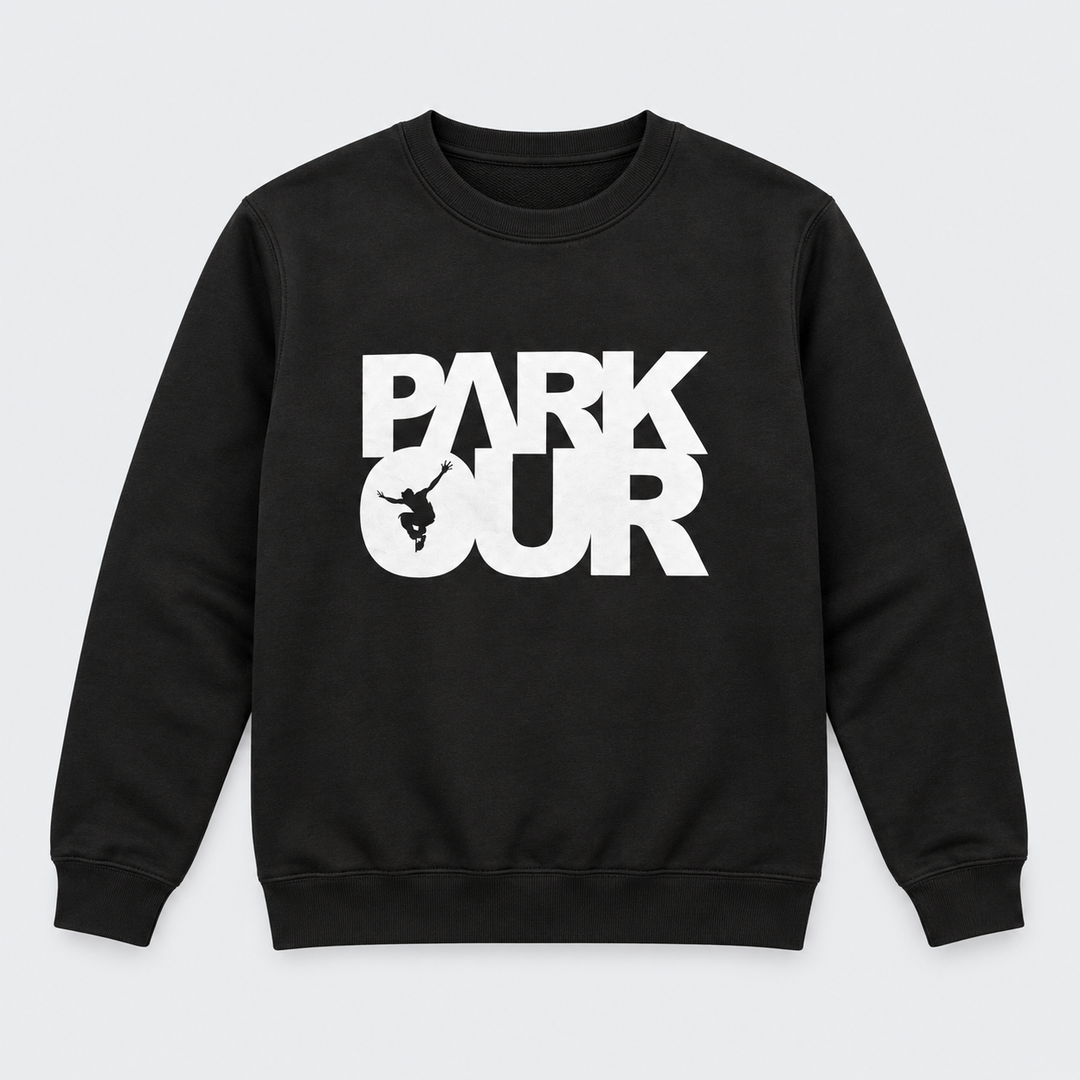 Sweatshirt m/ Parkour box, sort/hvid Bluser Parkourshoppen