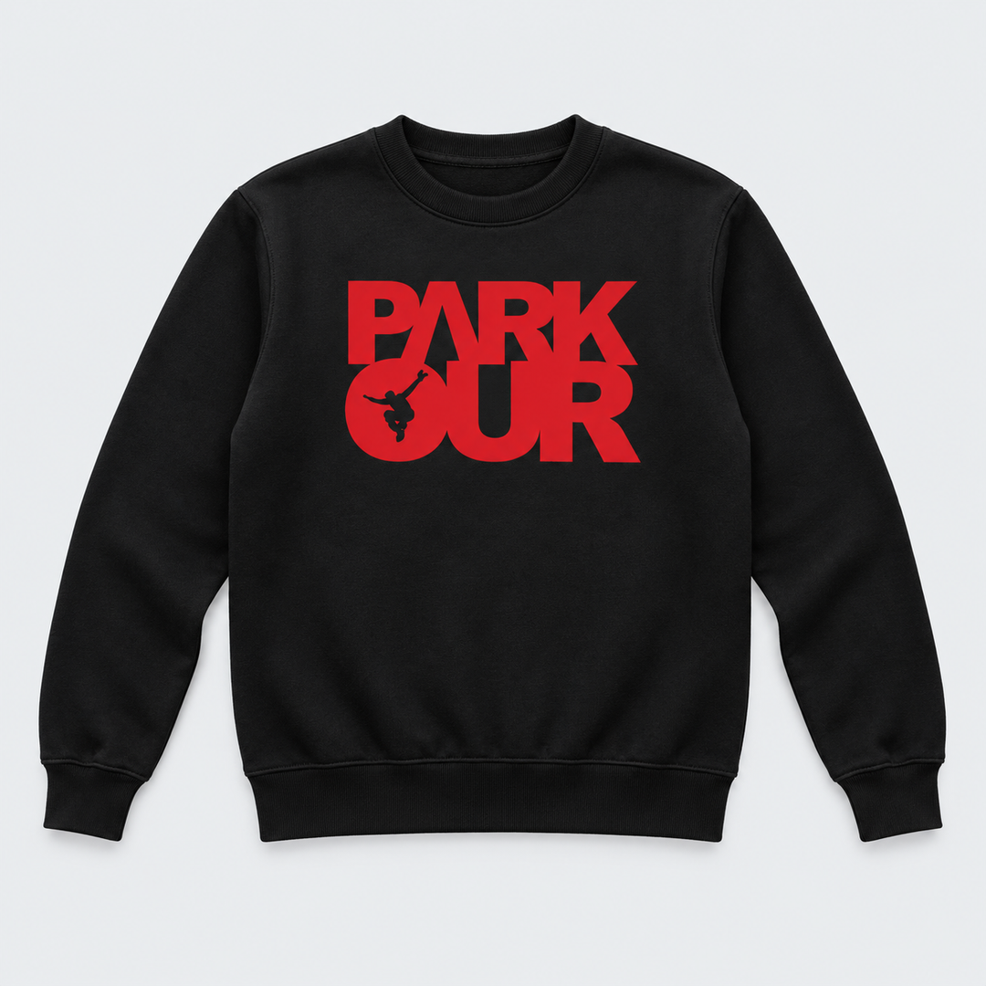 Sweatshirt m/ Parkour box, sort/rød Bluser Parkourshoppen