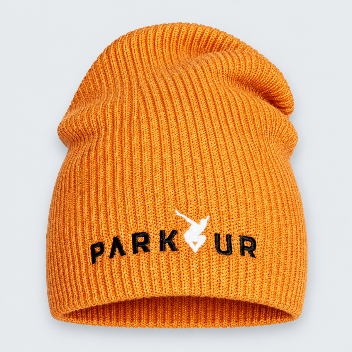 Parkour hue med PARKOUR, orange – produktfoto på lys grå baggrund