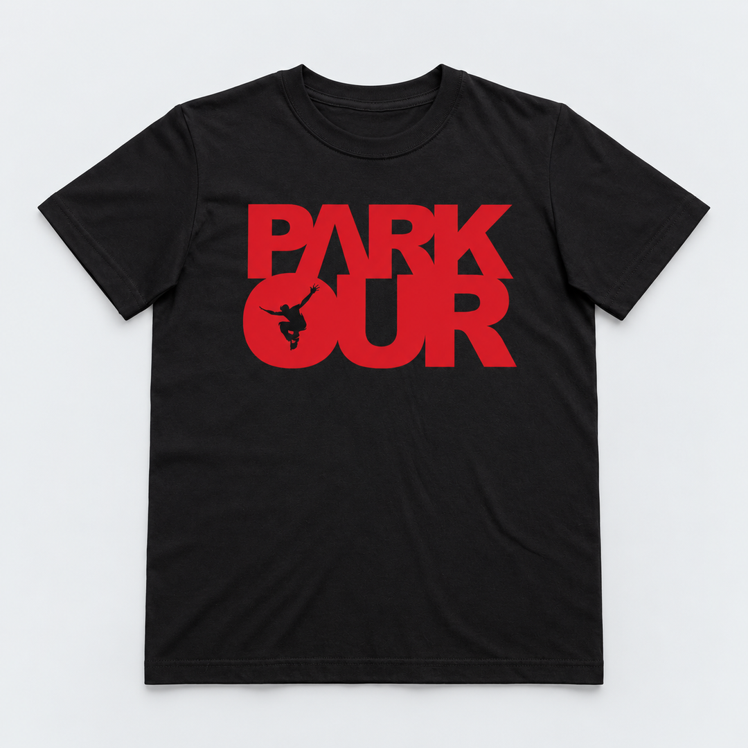 T-shirt m/ Parkour box, sort/rød T-Shirt Parkourshoppen