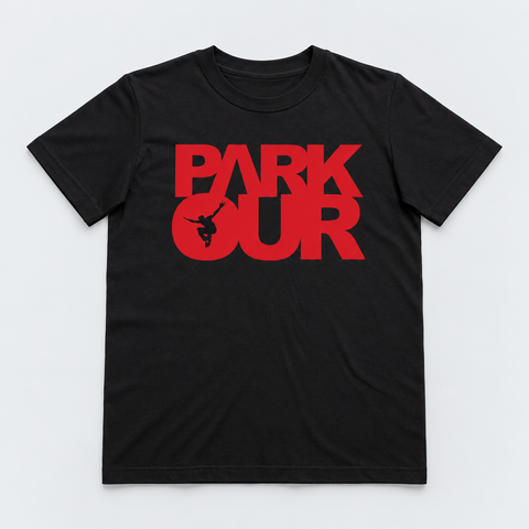 T-shirt w/ Parkour box, black/red