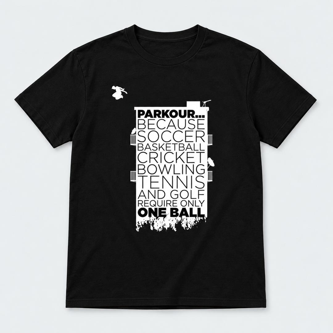 "Parkour Takes BALLS" T-shirt – Sort/Hvid T-Shirt Parkourshoppen