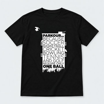 "Parkour Takes BALLS" T-shirt – Black/White