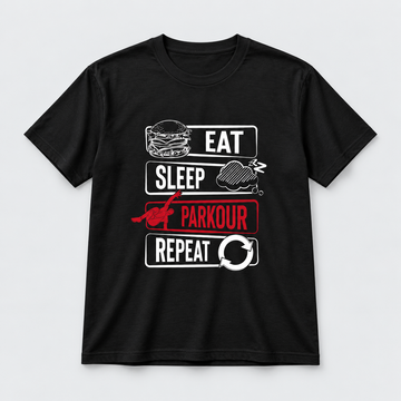 🏃‍♂️ Kul Statement-T-skjorte: "Eat - Sleep - Parkour - Repeat", svart