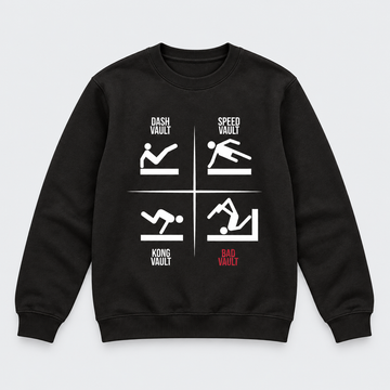 Lustiges „BAD VAULT“ Parkour-Shirt, schwarz