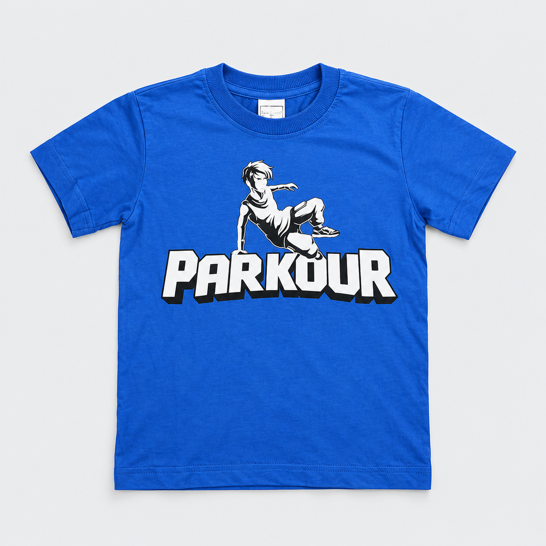 "Traceur" t-shirt, blå/hvid T-Shirt Parkourshoppen