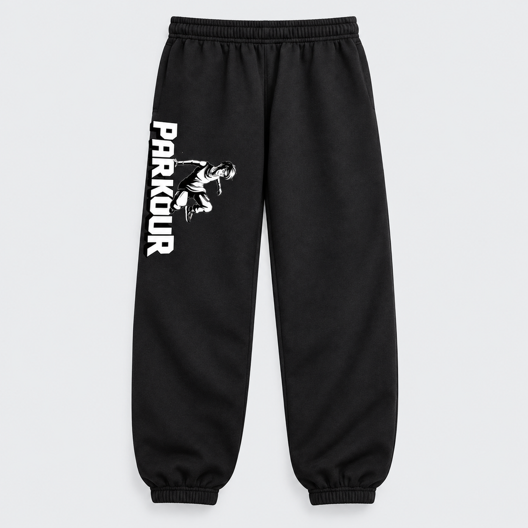 "Traceur" parkourbukser, sort/hvid Bukser Parkourshoppen