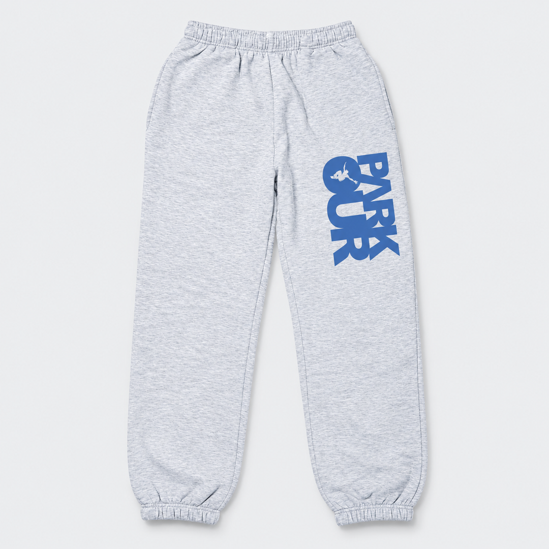 Parkourbukser med Parkour logo, grå/blå Bukser Parkourshoppen