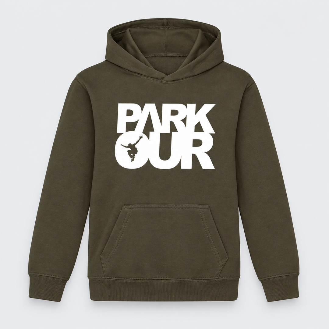 Hoodie m/ Parkour box, Oliven grøn Hoodie Parkourshoppen