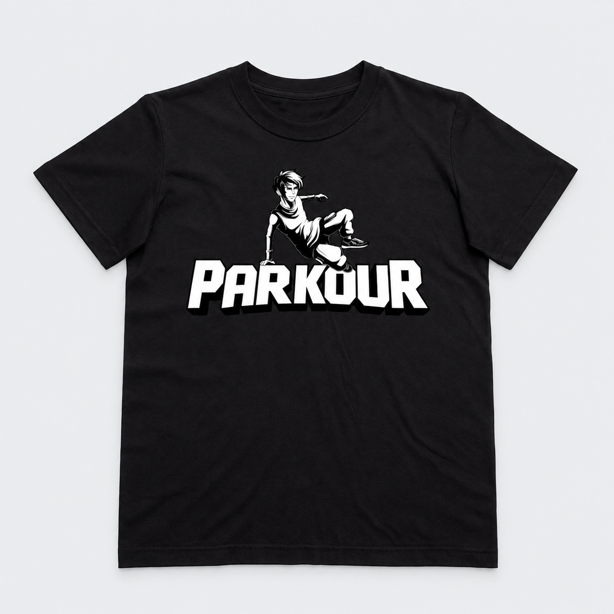 Traceur T-shirt, sort/hvid – produktfoto på lys grå baggrund