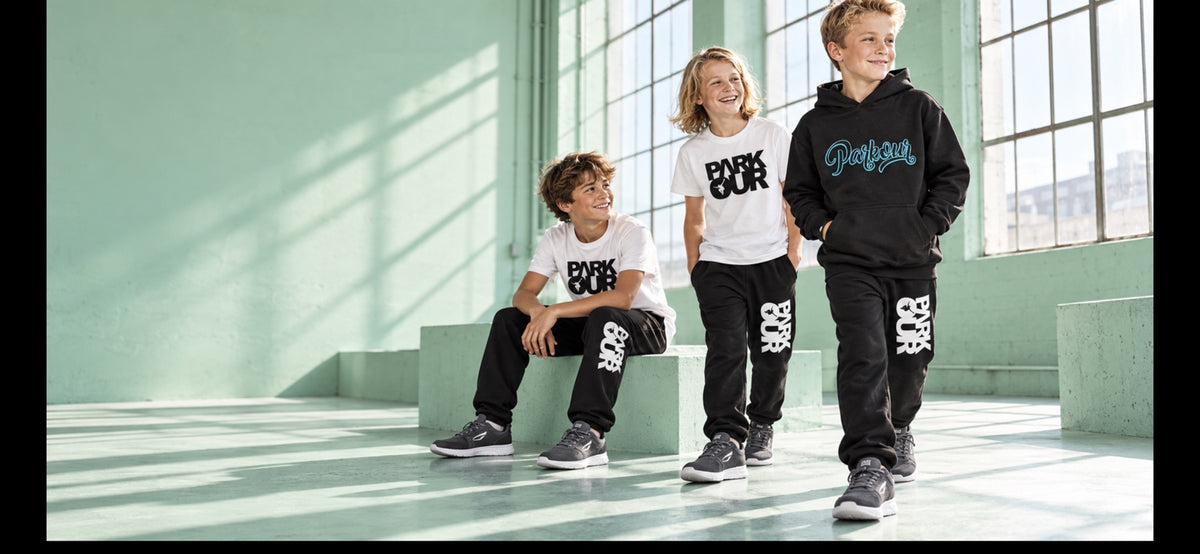Parkourshoppen – parkourvaatteet ja harmaat JIYO-parkourkengät