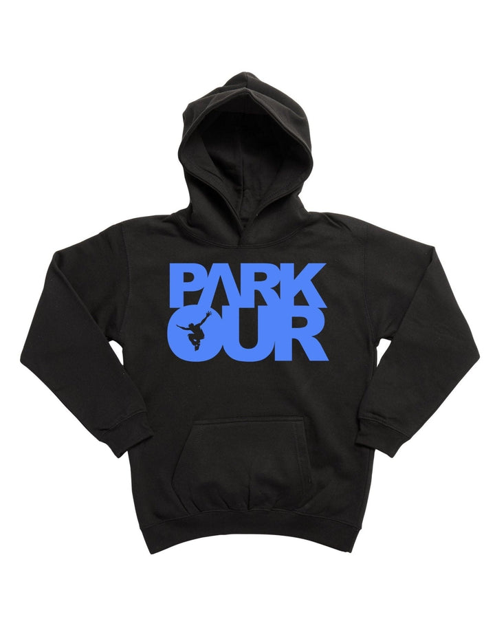 Hoodie m/ Parkour box, blå/sort Hoodie Parkourshoppen