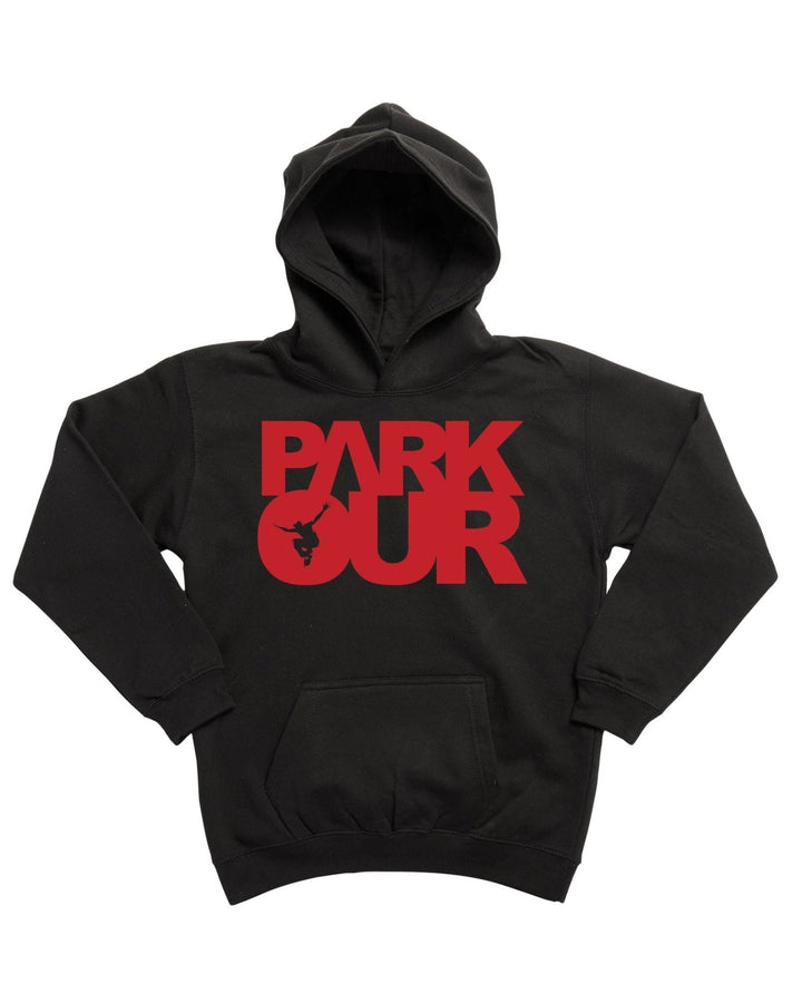 Hoodie med box logo, sort/rød Hoodie Parkourshoppen