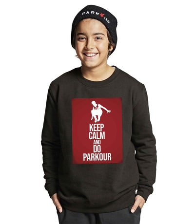 Parkourshoppen Bluser "Keep Calm and do PARKOUR"-genser, svart med rød farge
