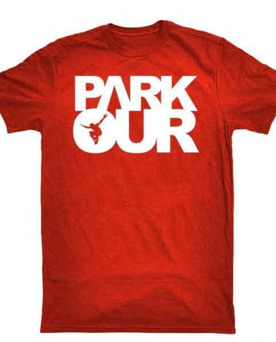 parkourshop T-Shirt 11-12 år / Rød T-shirt med box logo