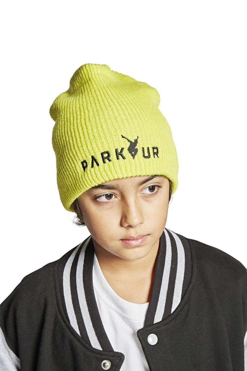 Parkourshoppen Beanie Parkour-lue i One-size med PARKOUR, gul