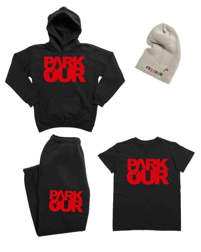 Parkour Startpakke - Medium+ ( sort med rød ) Træningssæt Parkourshoppen