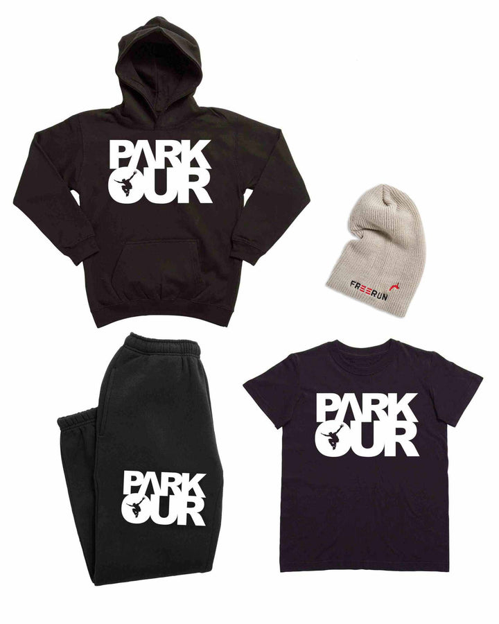 Parkour Startpakke - Medium (sort med hvid ) Træningssæt Parkourshoppen
