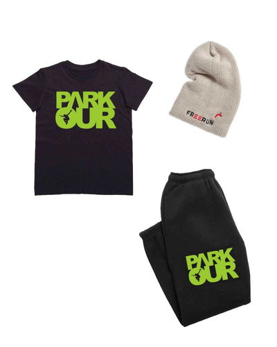 Parkour startpakke - Small (svart med grønt) - Parkourshoppen