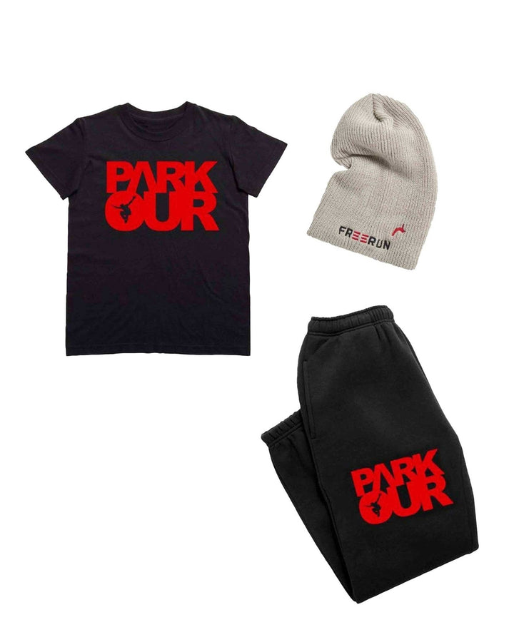 Parkour Startpakke - Small, sort/rød Træningssæt Parkourshoppen
