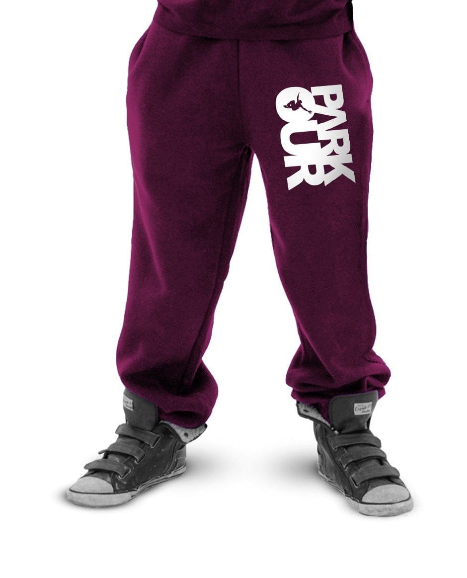 Parkourbukser m/ Parkour box, bordeaux/hvid Bukser Parkourshoppen