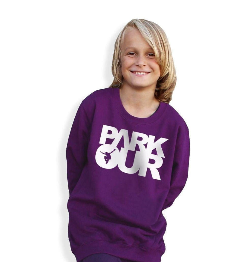 Parkour Sweatshirt m/box logo, lilla/hvid Bluser Parkourshoppen