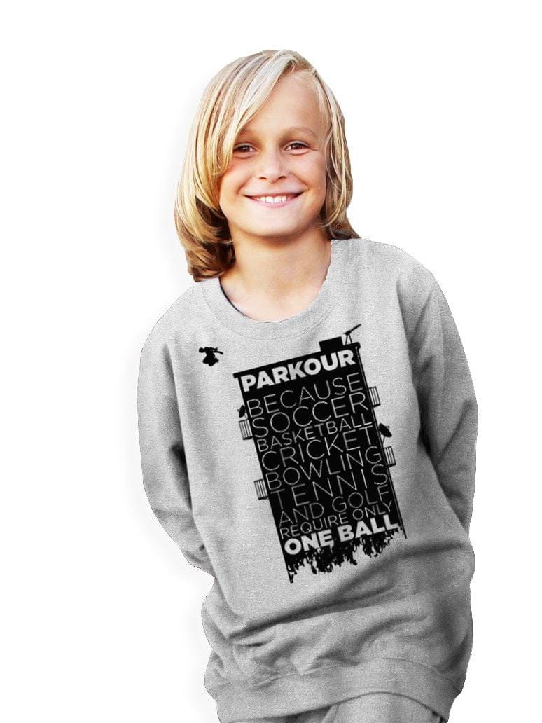 Parkourshoppen Bluser "Parkour takes BALLS..." Sweatshirt, grå/sort