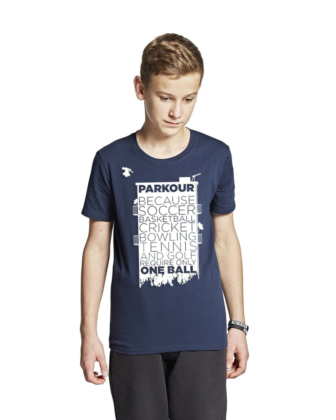 "Parkour Takes BALLS" T-shirt – Mørkeblå Parkourshoppen