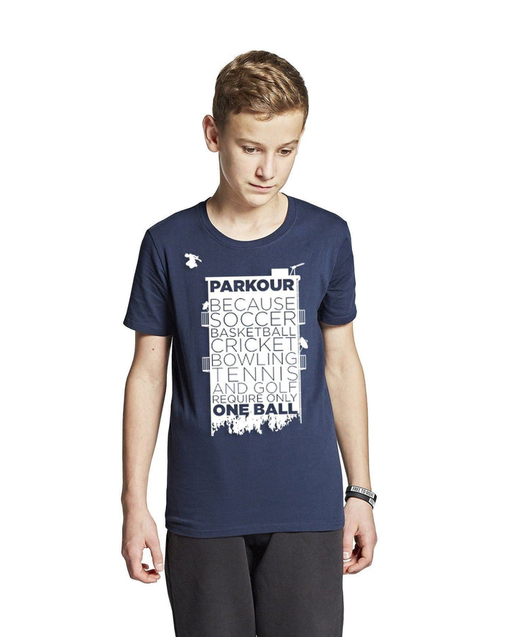 "Parkour Takes BALLS" T-shirt – Mørkeblå Parkourshoppen