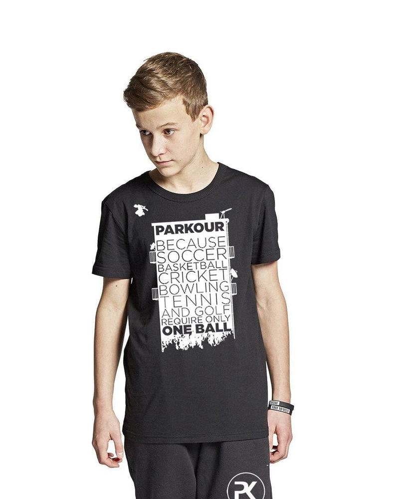 Parkourshoppen T-skjorte "Parkour krever BALLER..." T-skjorte, svart/hvit